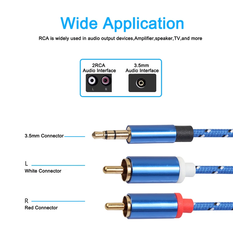RCA аудио кабель разветвитель AUX 3 5 мм Джек 2 адаптер USB с нейлоновой оплеткой