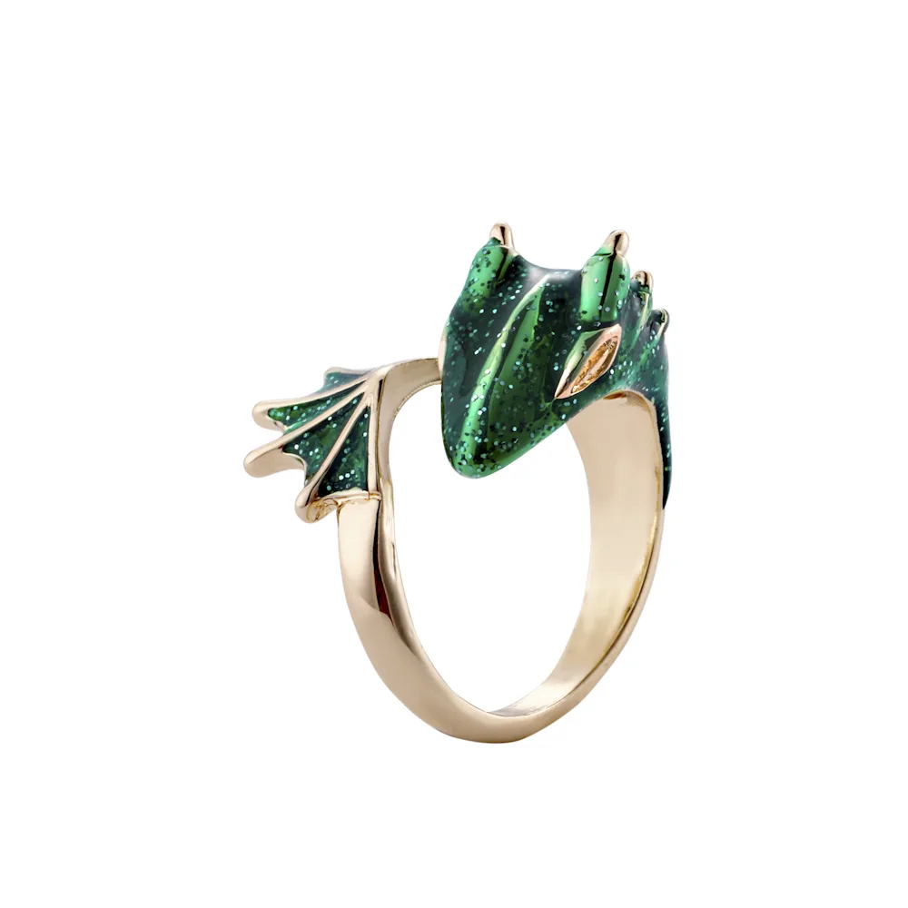 

Personality Enamel Green Red Drago Ring for Women Adjustable Finger Midi Rings Fashion Party Jewelry Couple Wedding Rings