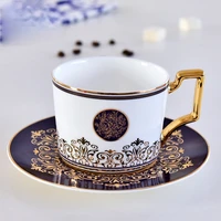 bone china coffee cup and plate european style gold handle ceramic cup and plate set