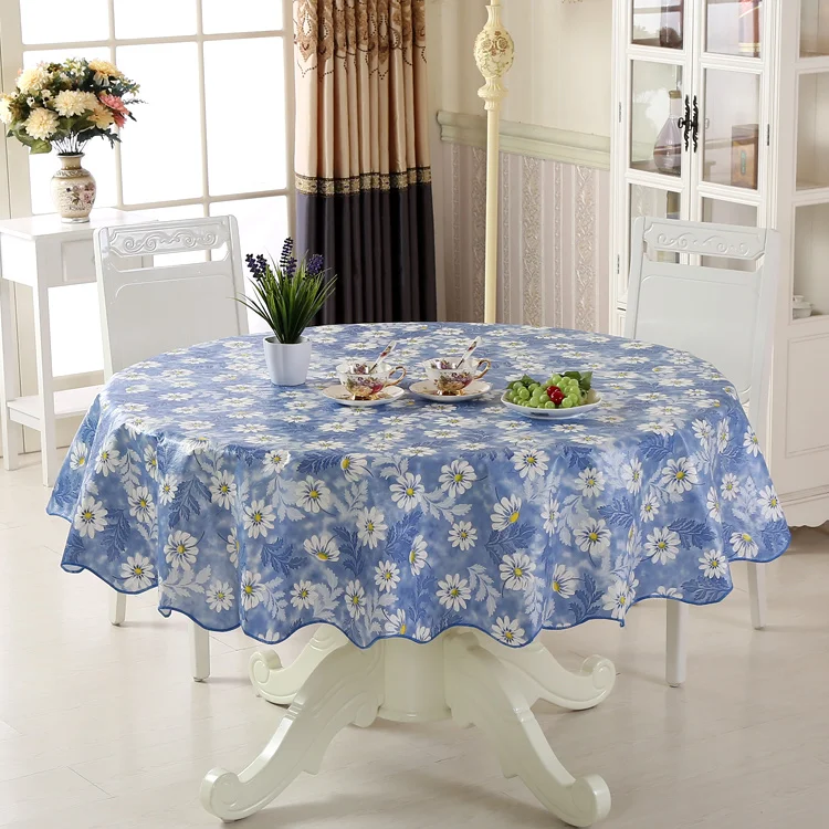 Table Cloth Waterproof Oil Round Tablecloth Flower PVC Home Kitchen Dining | Дом и сад