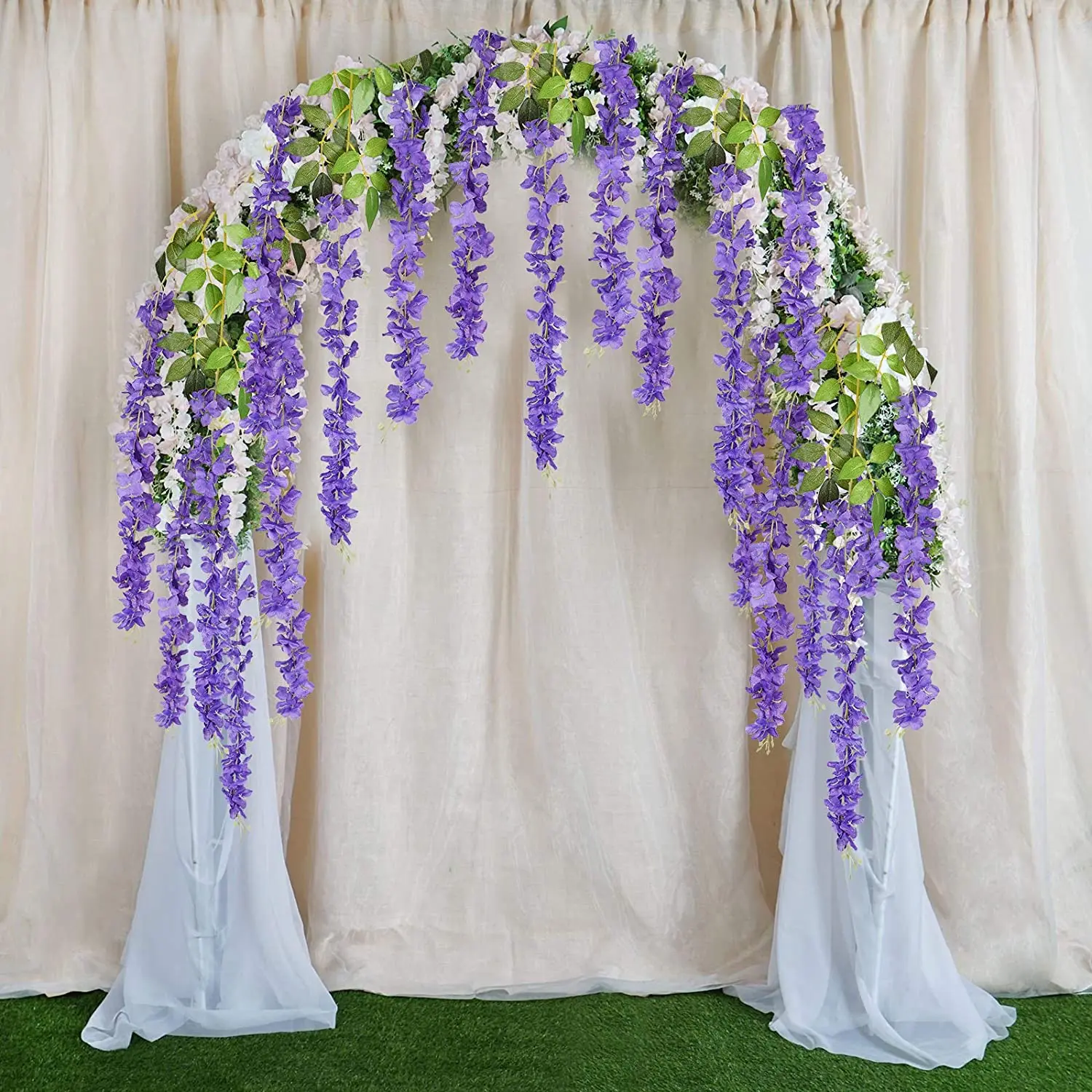 12pcs artificial wisteria flowers fake wisteria vine ratta hanging garland silk flowers string home party wedding decoration free global shipping