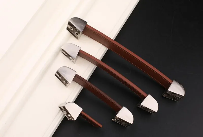 Кожаные современные дверные ручки для мебели выдвижной ящик и ручка кухонного