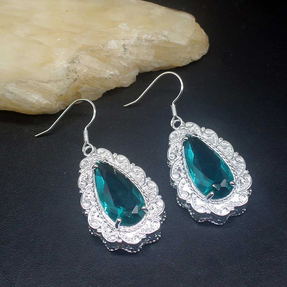 

Hermosa Perfect Unique Shiny Green Topaz Genuine 925 Silver Dangle Drop Hook Earrings Jewelry Gifts for Women Girls 20214193