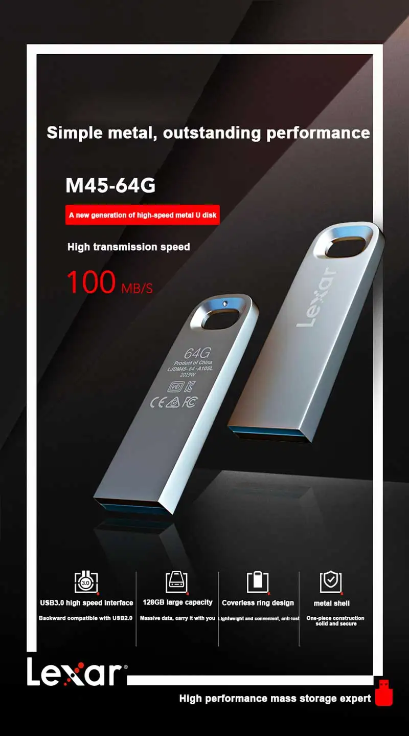 Lexar, металлический USB флеш-накопитель, 128 ГБ, USB 3,0, флеш-накопитель, 64 ГБ, флешка, 32 ГБ, usb, 16 ГБ, карта памяти, запоминающее устройство, u-диск