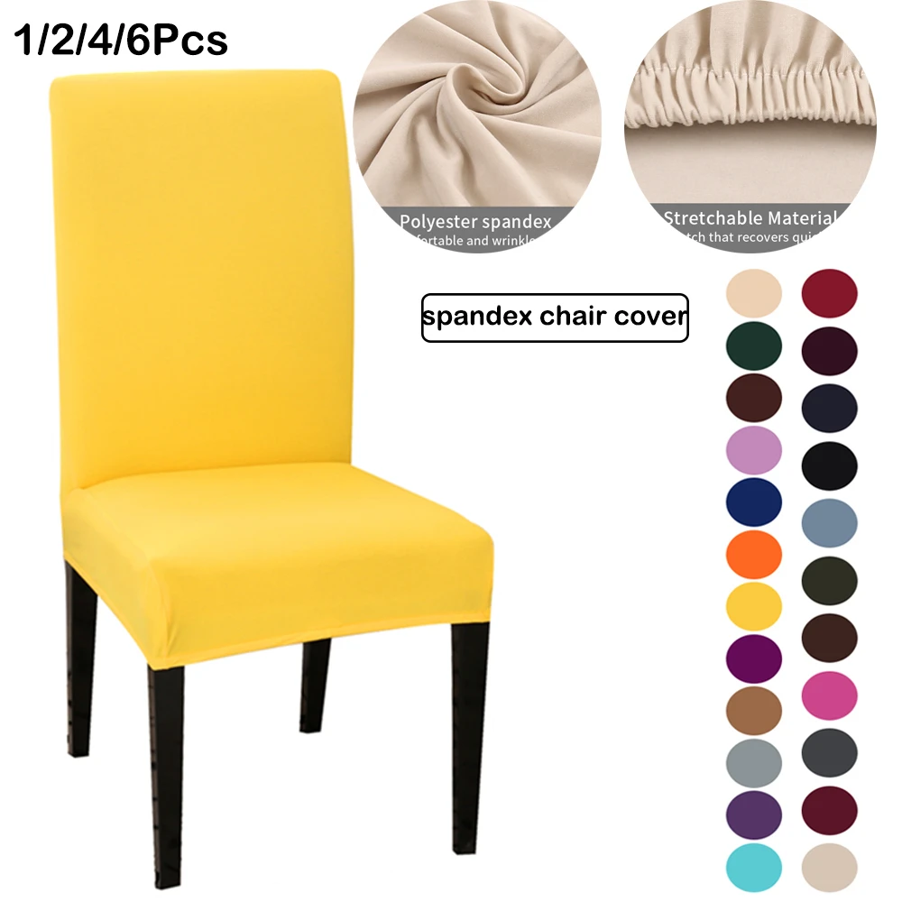 1/2/4/6 шт. сплошной Цвет спандекс покрывало для стула Стретч эластичные чехлы на