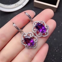 the new 925 silver inlaid natural amethyst earrings womens earrings simple and generous fresh and lovely