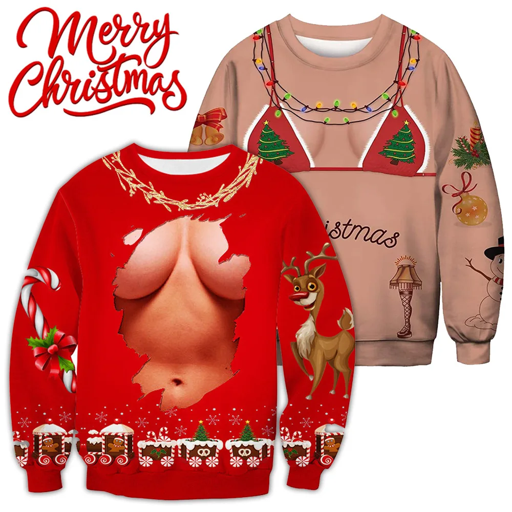 

2021 Autumn New Women Fashion Christmas Sweatshirts Male Casual Funny Comfortable crewneck 3D Print Clothing sudaderas Femme