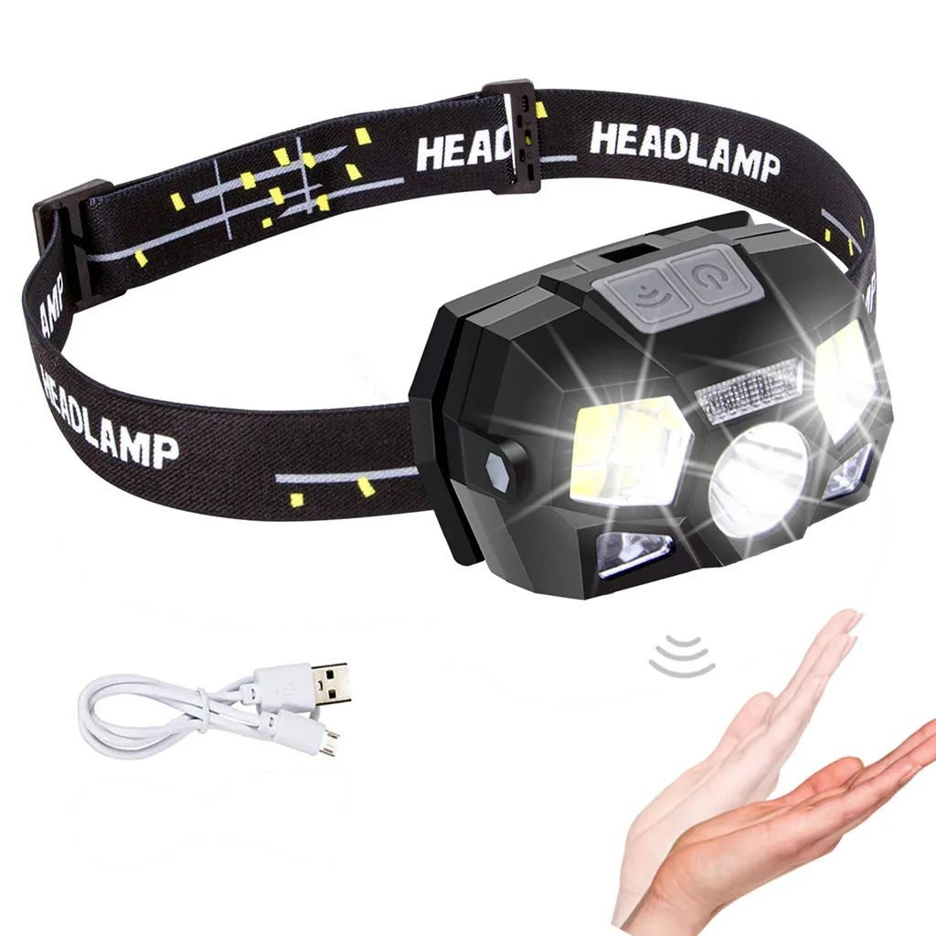 Outdoor Lighting Motion Sensor Bicycle Light Headlamp COB+Q5 LED Rechargeable Headlight Torch Lamp Bicicleta D25 | Спорт и