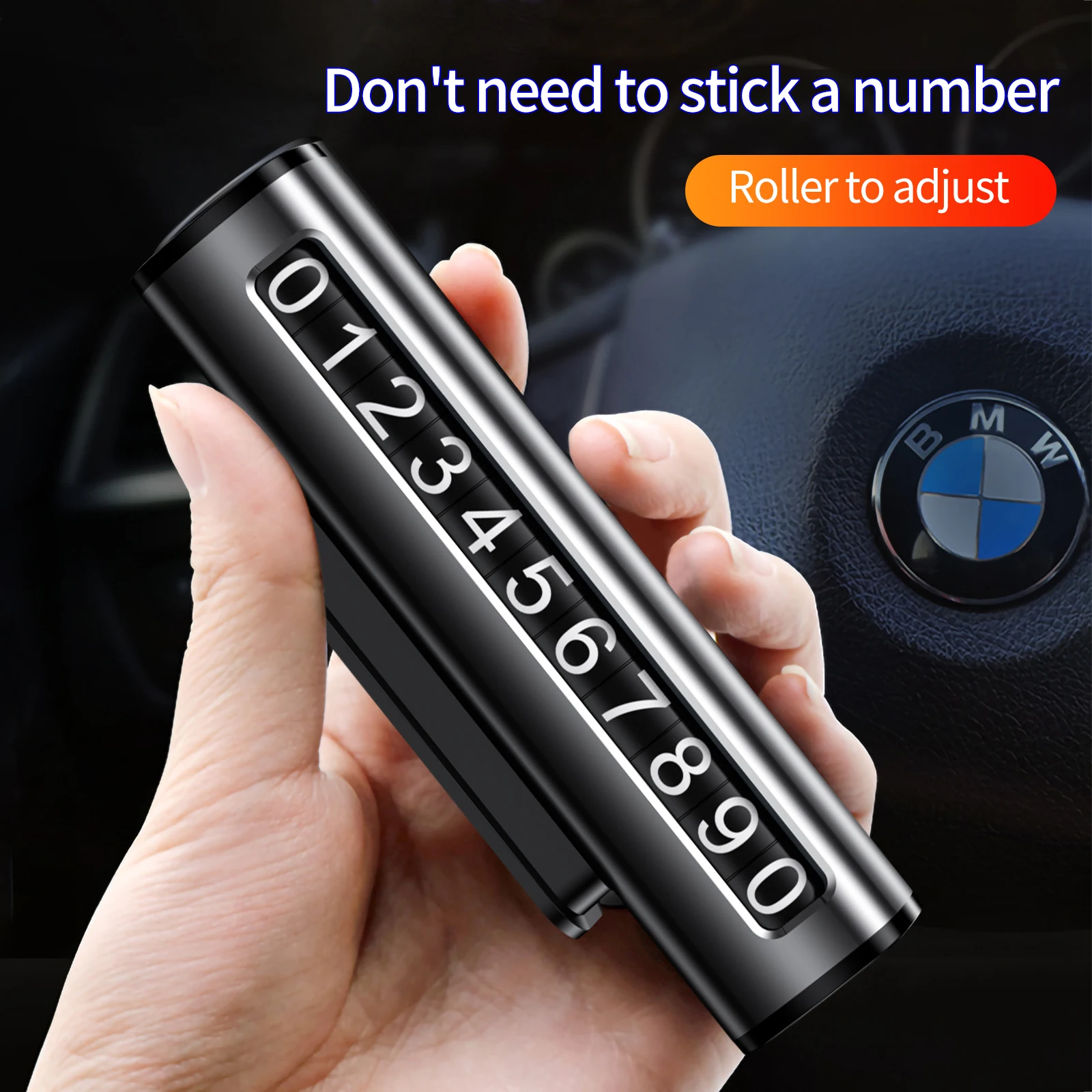 

Aluminum Alloy Car Temporary Parking Card Rotatable Number Hidden Double Sided Car Styling Parking Phone Number Plate with 3M