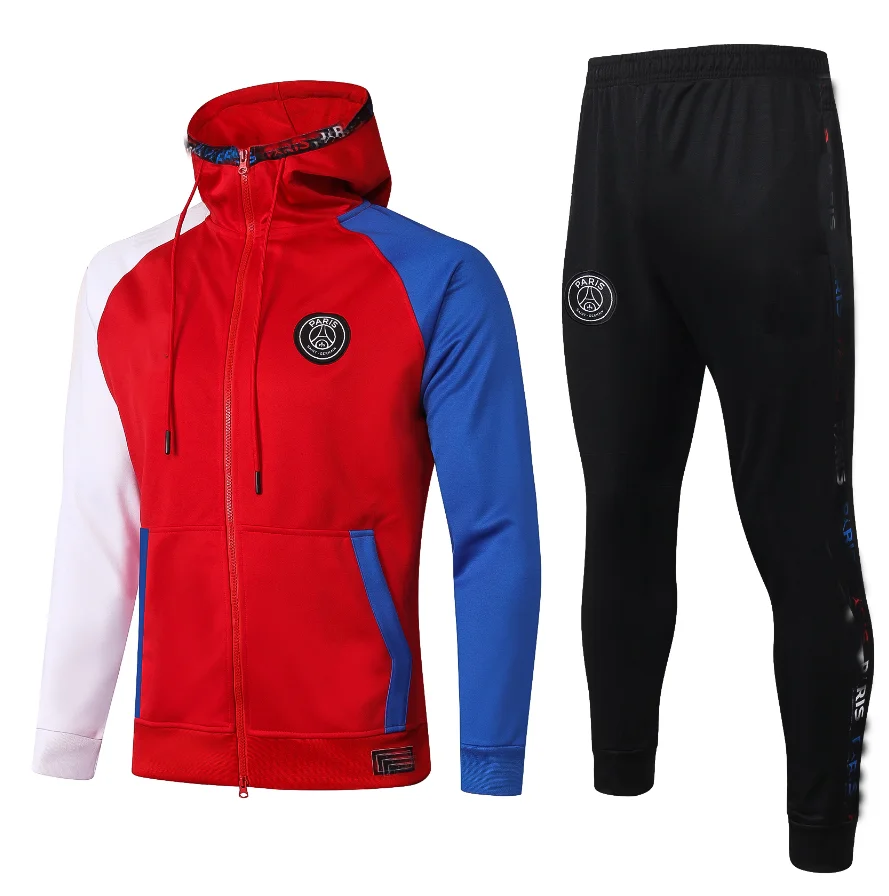 

Full Zip Hoodie Jacket Soccer Hooded Sweat Jacket Football Tracksuit Kids 2020 2021Training Suit Winter Pants Full Kit