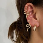 Серьги-гвоздики в виде змеи, 3 шт.компл., в готическом стиле, круг цвет золотой, необычные, для женщин и мужчин, серьги для вечеринок ювелирные изделия