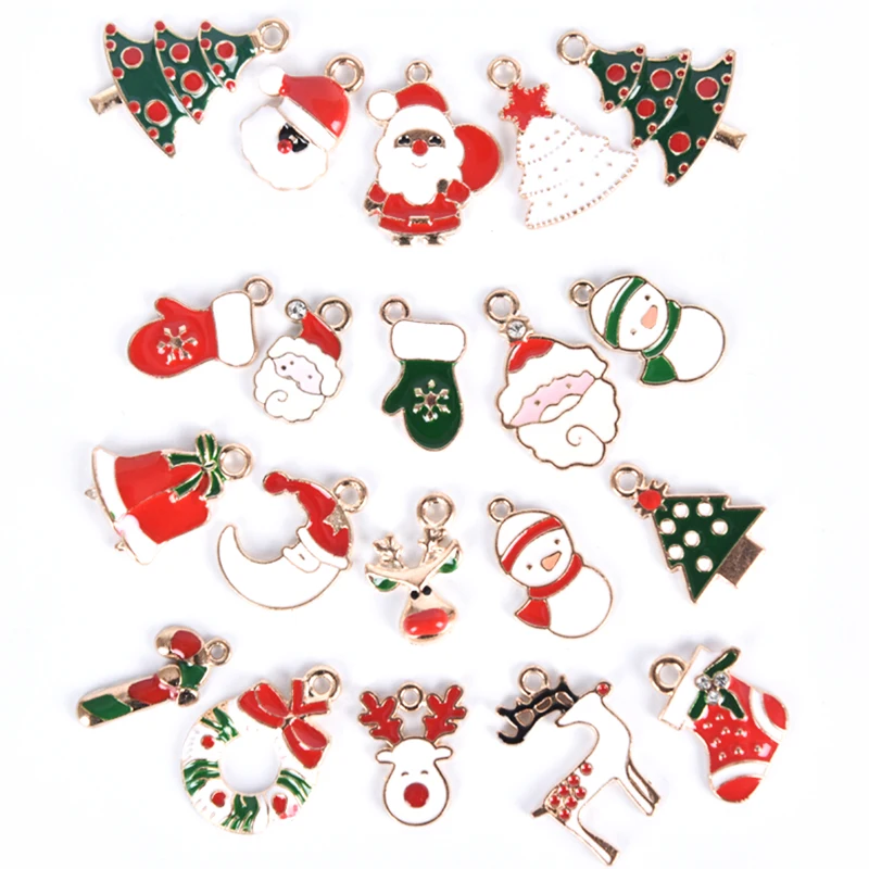 

20Pcs Mixed Christmas Charms Enamel Pendants Ornaments Xmas Tree Decoration for Bracelet Earrings Necklace DIY Jewelry Findings