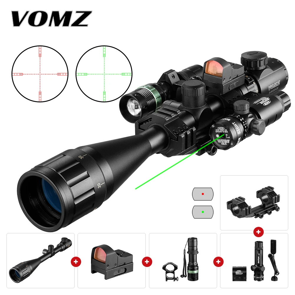 Дальномер лазерный VOMZ 6-24x50 AOEG, комбинированный прицел с голографической 4 сеткой, красная точка, зеленая точка