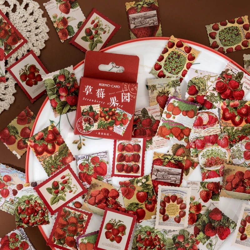 

46Pcs/Pack Color Strawberry Orchard Sticky Stickers Paper Decoracion Scrapbook Sticker Office Stationery School Supplies Boxed