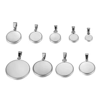 10pcslot stainless steel blank cabochon base setting charms pendant fit 6 8 10 12 14 16 18 20 25 30mm jewelry making supplies