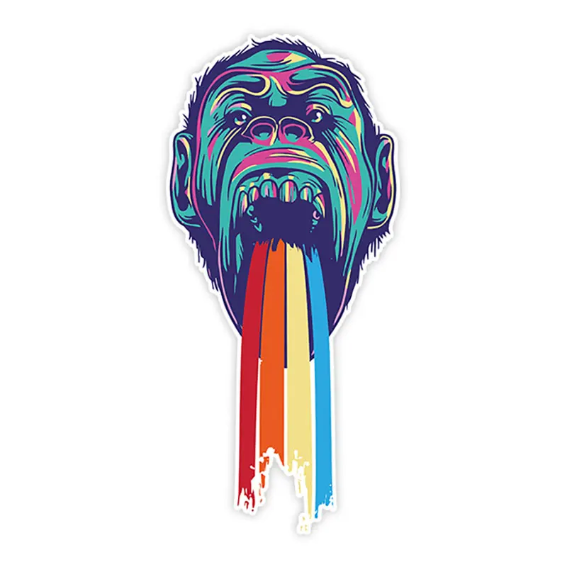 

PVC-0190# Various Sizes Self-adhesive Decal Monkey Vomiting Rainbows Car Sticker Waterproof Auto Decors on Bumper Rear Window