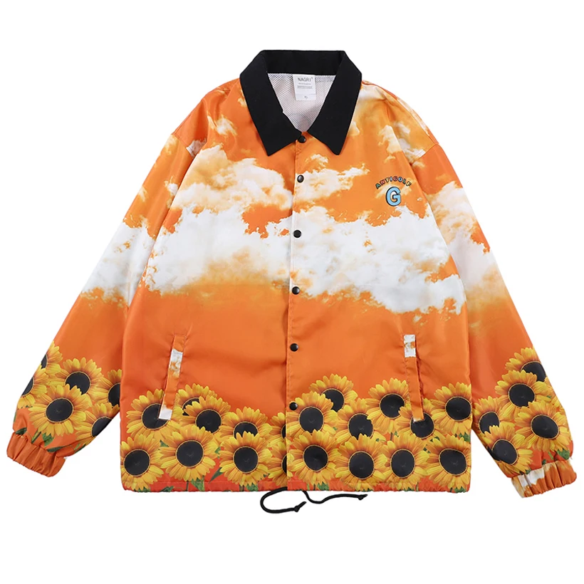 Golf Wang Jacket Single Breasted Men Women Mesh Jacket Turn-down Collar Peaceminusone Fragment Sun Flower Windbreaker Outerwear
