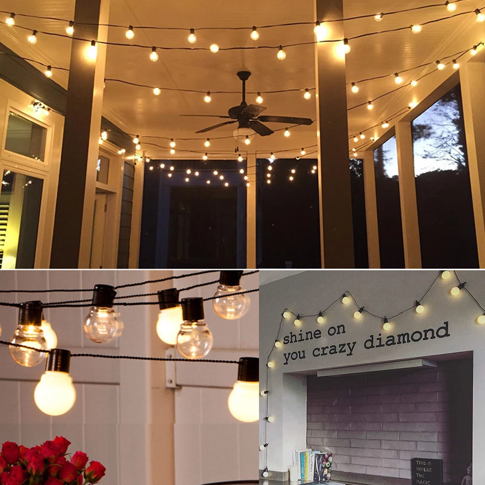 

10/20/38leds G50 String Ligth Outdoor LED Bulbs Ball Fairy Lamp for Holiday Wedding Christmas Holiday Party Garden Patio Decor