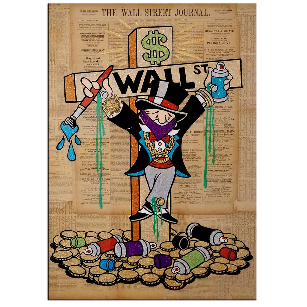 

Big Sizes Monopoly Art Prints Exhibition Street Vintage Canvas Poster Abstract Painting Wall Pictures for Living Room