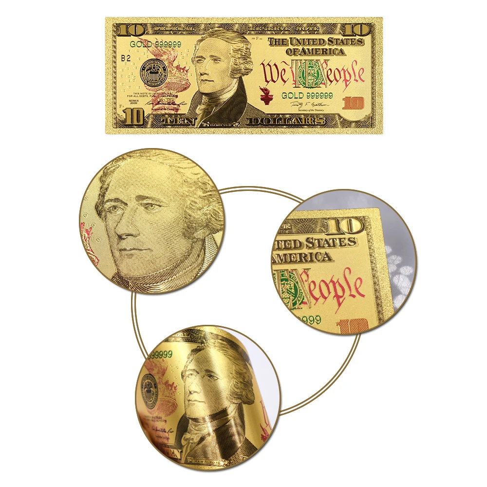 Горячая продажа Лучшая цена для цветных американских золотых банкнот 10 долларов