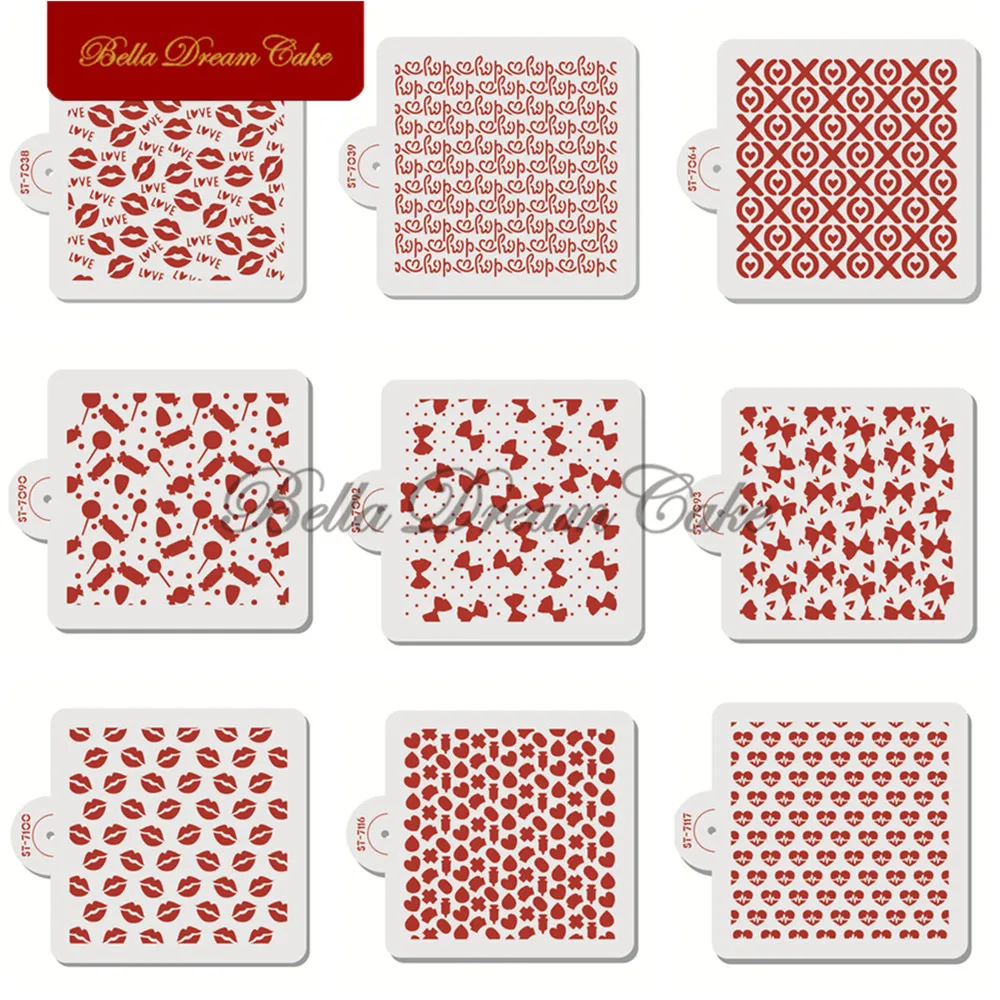 

1pc Heart&Bow&Lips Cookies Stencil DIY Plastic Biscuits Layered Template For Valentine's Day Cake Decorating Tools Bakeware