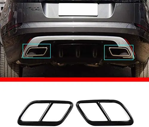 

Крышка выхлопной трубы автомобиля из нержавеющей стали 304, аксессуары для отделки Land Rover Range Rover Velar 2017 2018 2019 (черный)