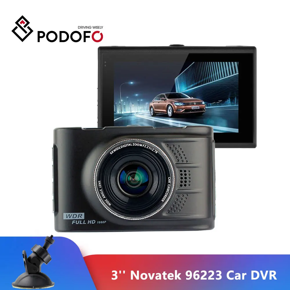 Podofo Novatek 96223 Автомобильный видеорегистратор 3,0 дюймов WDR Full HD 1080P камера Viechle видеорегистратор регистратор видеорегистратор на 170 градусов