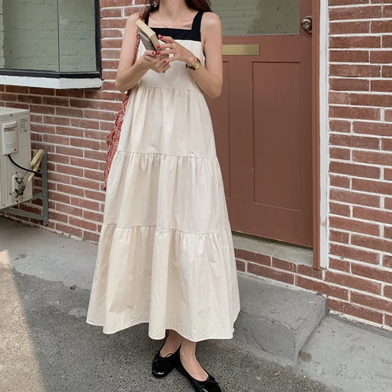 

Hzirip Summer Hot French Straps Gentle Elegant All-Match Ladies 2021 New Korean Chic Fashion Square Neck Trend A-Line Dress