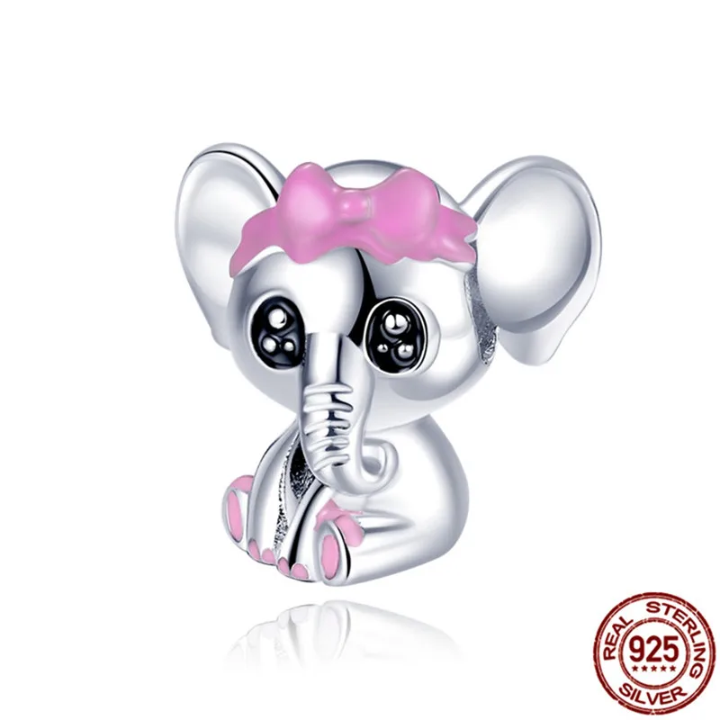 

Горячие Новые товары 2021 г., поступление, 100% реальное искусственное серебро, милый слон с бусинами в форме банта, подходит для оригинального б...