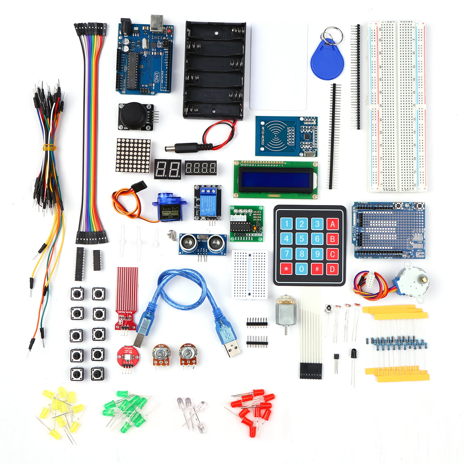 

Starter Kit Electronic Project Beginner Learning Kit with Sensors Stepper MotorJumper Wire LED Electronics Component Replacement