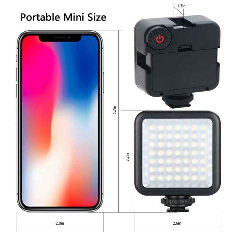 Bright LED Video Light 49 Led Camera Lighting Dimmable Portable Panel for Canon Nikon Sony and Other DLSR Cameras | Электроника