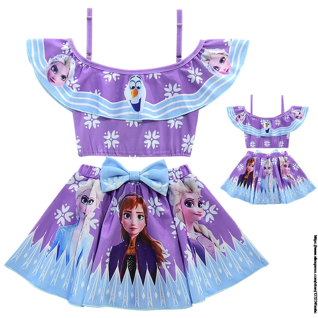 Купальник для девочек Disney Frozen Elsa летний купальник с оборками Детский комплект из