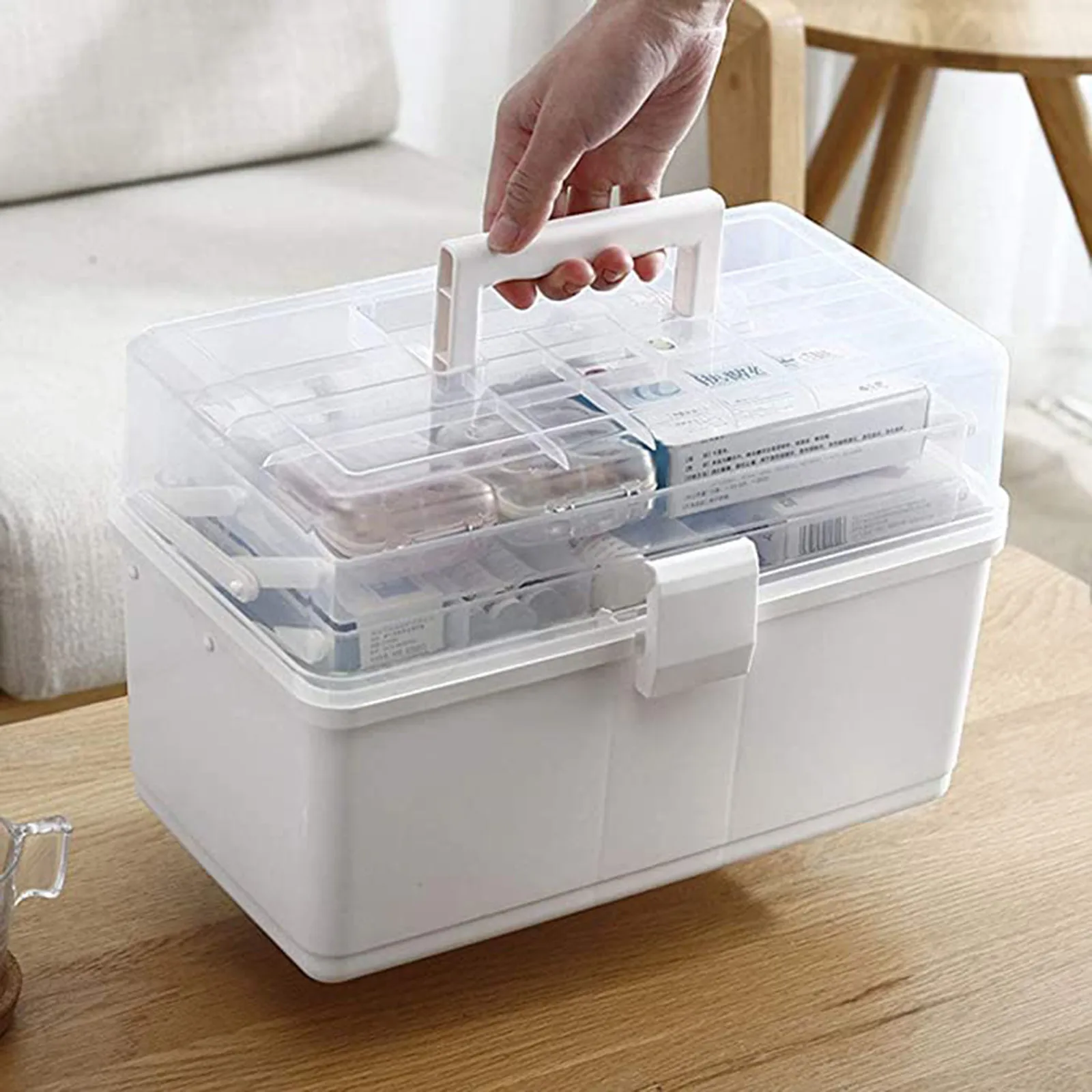 

Medicine Cabinet Cabinet, Medicine Box Plastic 3 Level Transparent First Aid Box Festive Party Supplies Storage Box