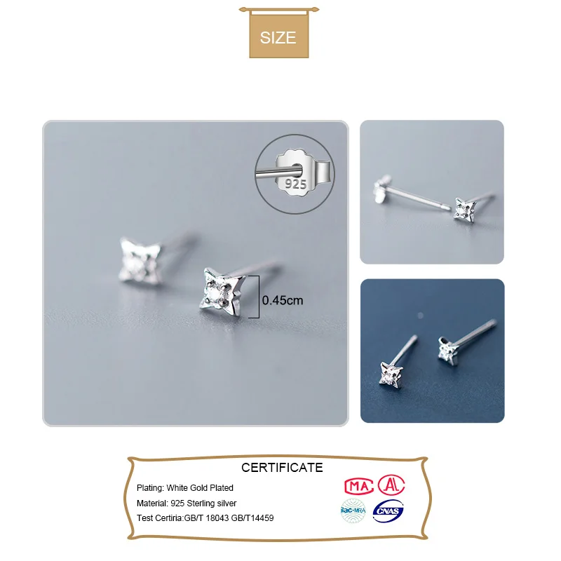 Женские сверкающие серьги гвоздики Trustdavis из стерлингового серебра 925 пробы с