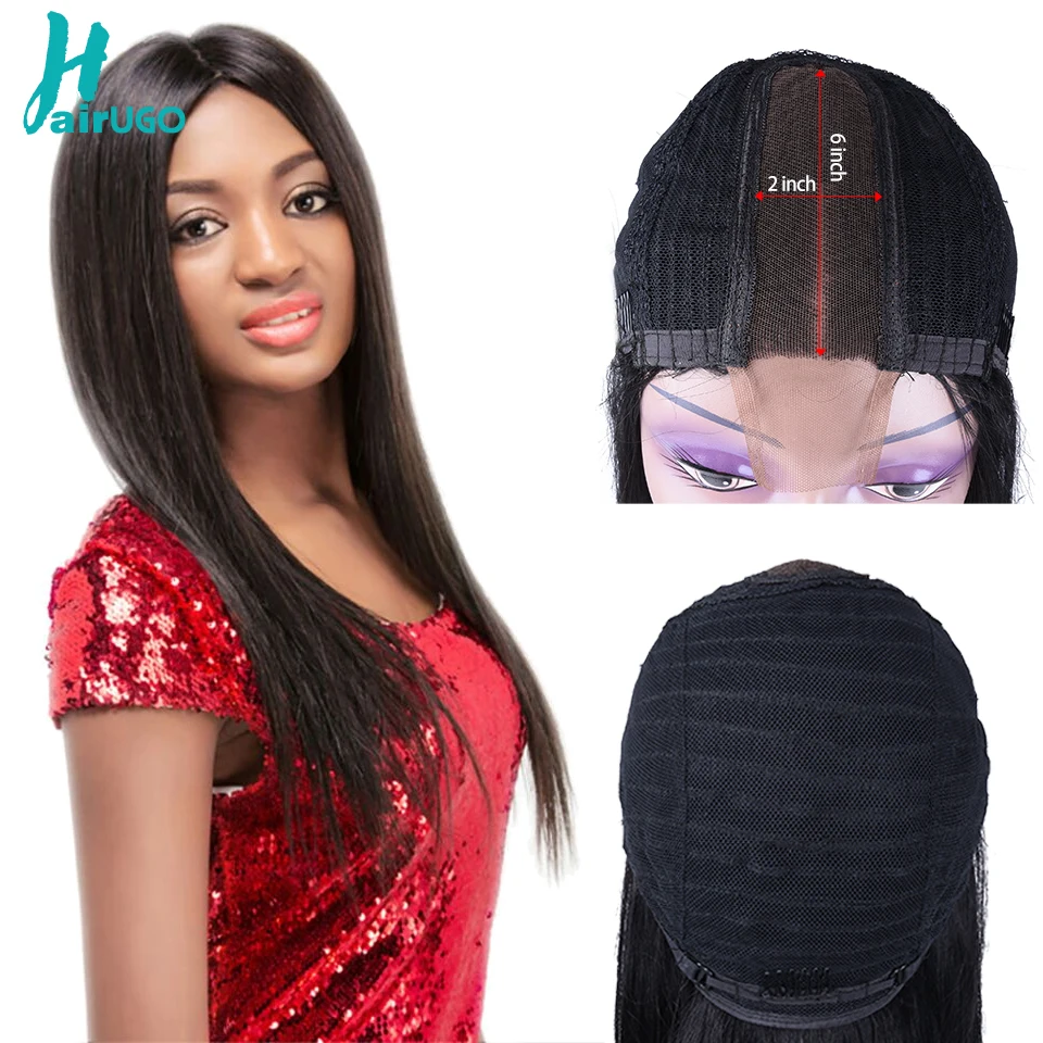 HairUGo перуанские парики из натуральных волос на шнурках для женщин 130% плотность прямые 2*6 парики из натуральных волос Remy
