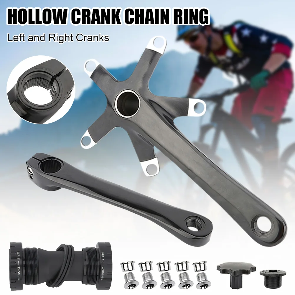 

130 BCD Bike Crank Set with Crank Chainring Bottom Bracket Compatible with Single/Dual Crankset Mountain Bike Road Bike Parts