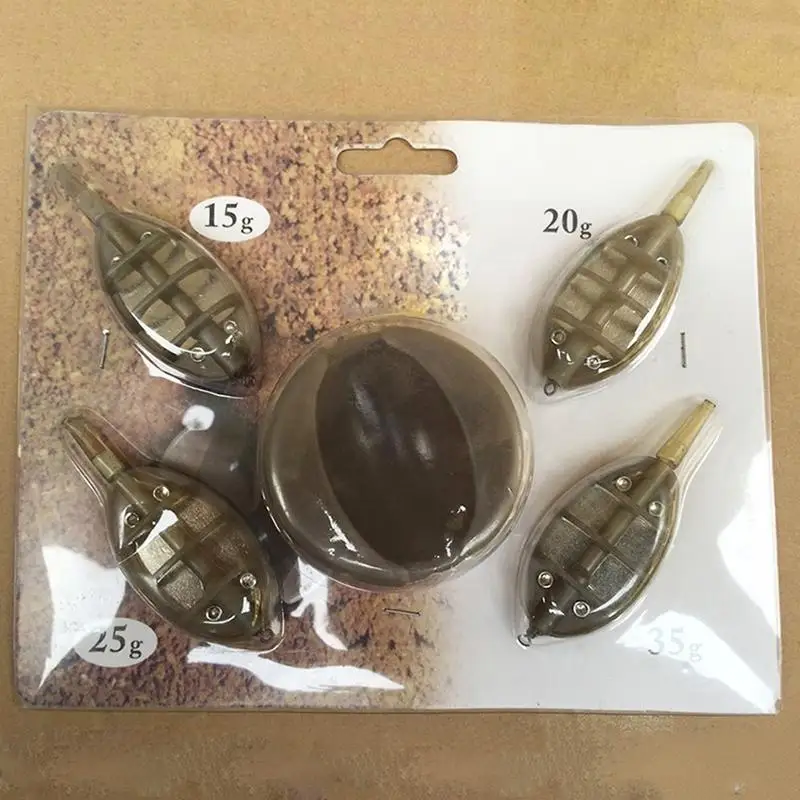 

1set Inline Method Carp Fishing Feeder 4 Feeders 15/20/25/35g Fishing Tackle Mould Accessories P5s9