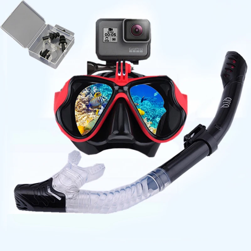 Маска для подводного плавания с трубкой для подводного плавания, маска для дайвинга, незапотевающие очки для плавания и дайвинга, трубка дл...