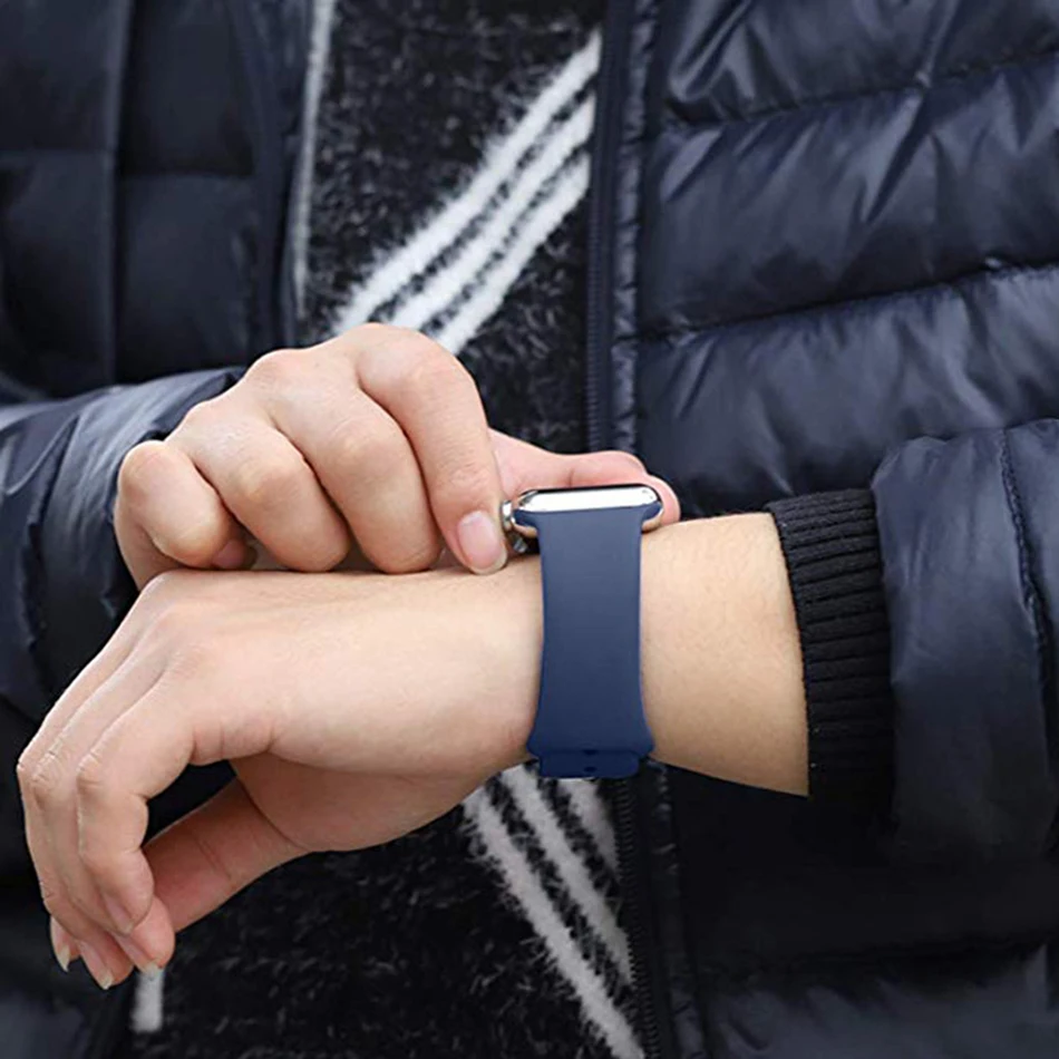 Мягкий силиконовый сменный спортивный ремешок для Apple Watch 5 4 3 2 1 38 мм 42 мм ремешок для часов Iwatch series 4 40 мм 44 мм
