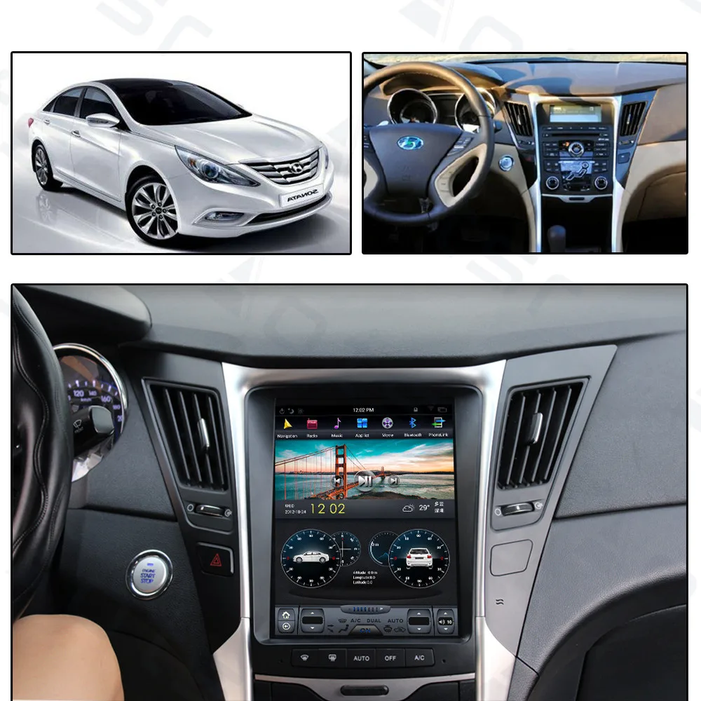 Автомобильный мультимедийный плеер Tesla style Android 9 0 GPS навигация для Hyundai Sonata 8 2012-14 4