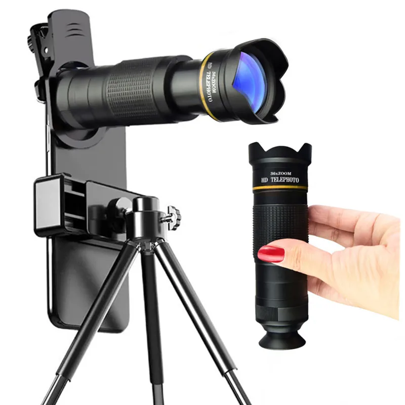 

36X Zoom 4K HD Telephoto Lens BAK4 Telescope Lenes Monocular Clip on for Mobile Cell Phone Camera Zoom Lenses for Smartphone