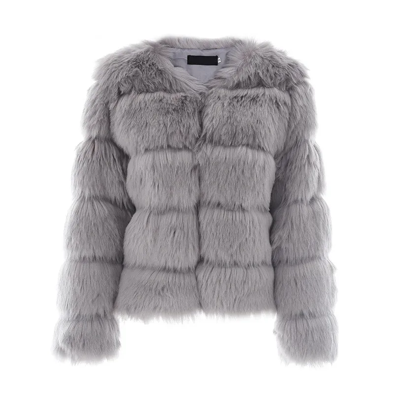 2020  winter fashion women fox fur like  man made fur  coat girl warm  outer clothing