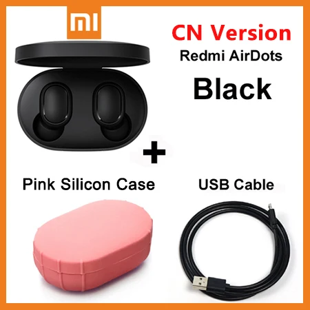 Xiaomi Redmi Airdots TWS беспроводные Bluetooth наушники стерео бас гарнитура с микрофоном голосовой помощник управление AI - Цвет: CN Add CaseCable