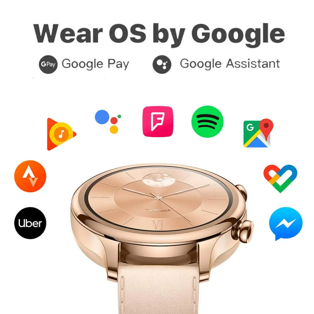 Ticwatch C2 Смарт-часы Wear OS Bluetooth для женщин совместимые с Android и iOS IP68 готовые к