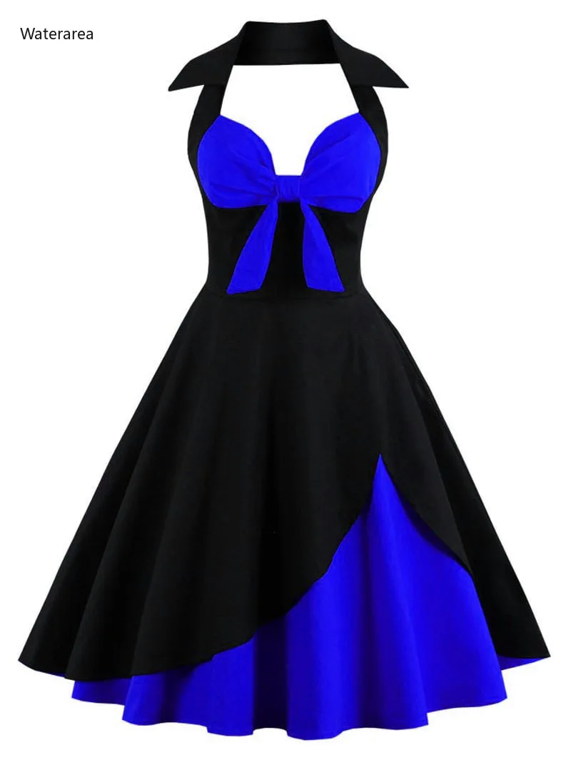 Новинка Женская юбка Холтер с V образным вырезом без рукавов галстуком бабочкой