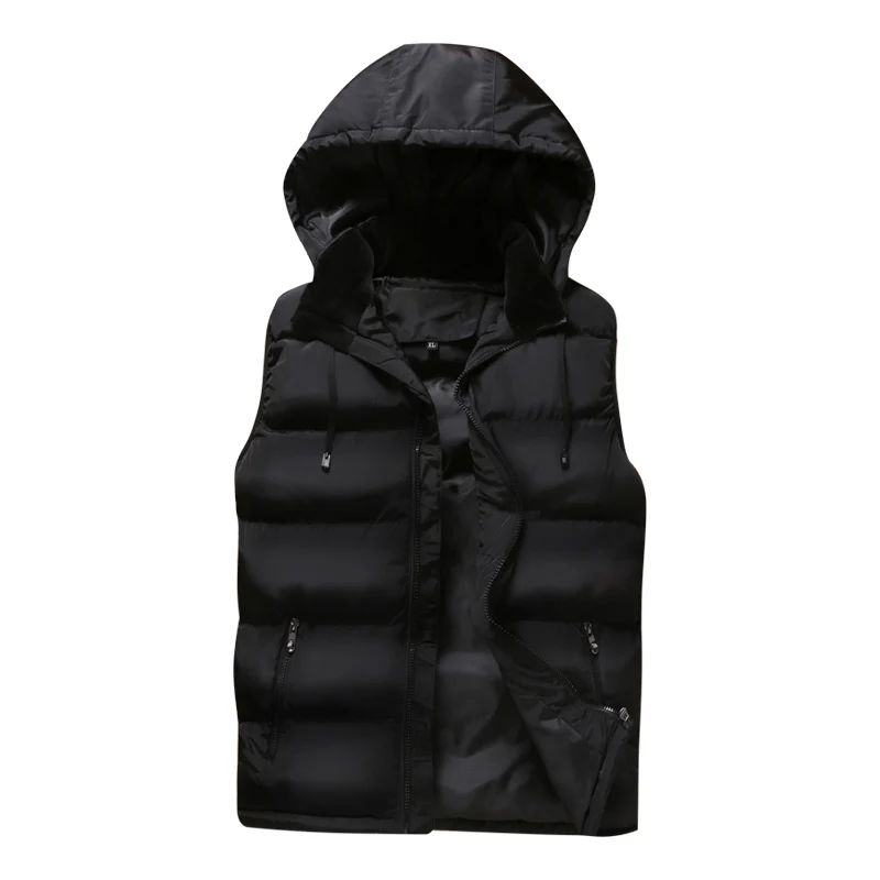 

New winter Autumn Sleeveless Jacket for Men Fashion Warm Hooded Male Winter Vest Light Plus Size Mens Vests Waistcoat