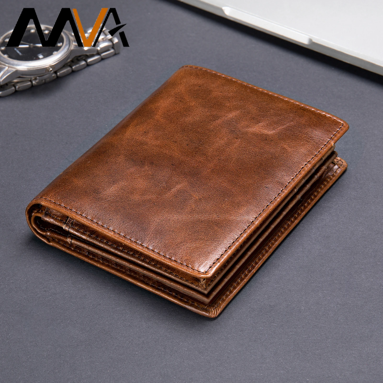 Бумажник MVA с гравировкой мужские кожаные кошельки из натуральной кожи для