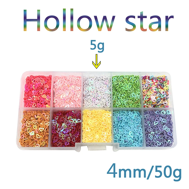 Пайетки россыпью в форме сердца/звезды плоские ПВХ для творчества нейл-арта