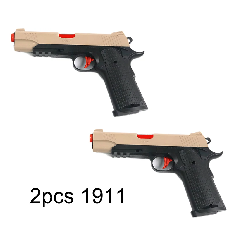 2pcs 1911 2 шт пластиковый гелевый шариковый пистолет Glock 17 1911 водяные пули игрушки для мальчиков пистолет оружие пистолет аксессуары пистолет кейс для игр на открытом воздухе подарки для детей - Цвет: 2pcs 1911