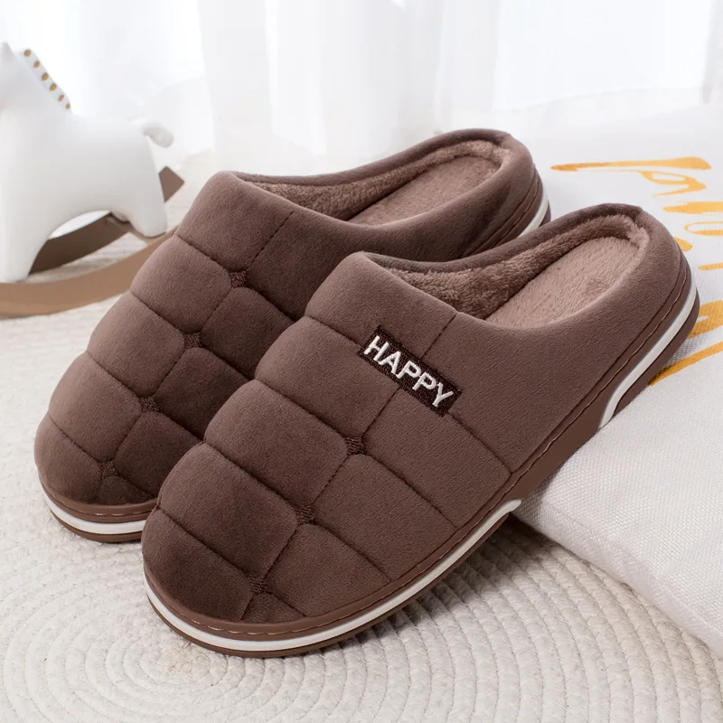

Bedroom slippers for men winter short plush indoor casual leisure shoes unisex loves fashion faux suede slippers